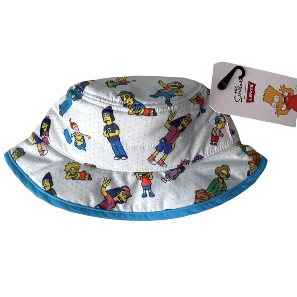 Levi's White & Blue Simpsons Print Bucket Hat